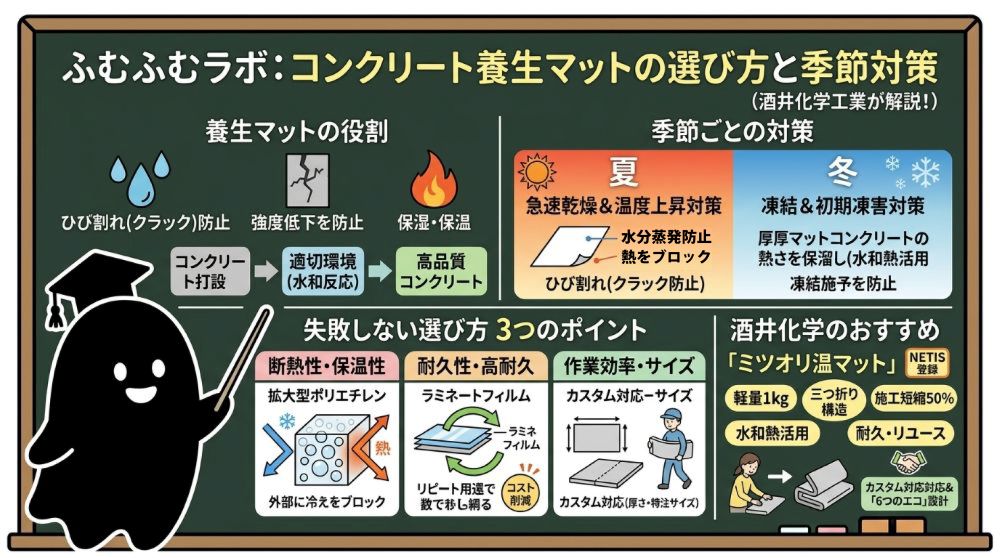 コンクリート養生シートの選び方解説まとめ画像