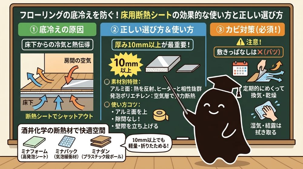 フローリング底冷え対策解説まとめ画像